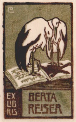 Martha Cunz, Ex libris Berta Reiser, Farbholzschnitt 1910