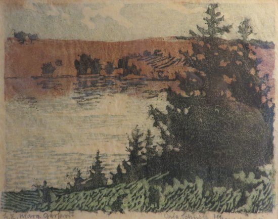 Gerhardt "Landschaft mit See" (Farbholzschnitt)