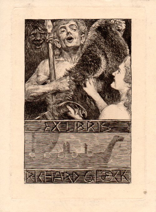 Hroux, Bruno: Ex Libris Richard Gloeck (Radierung)