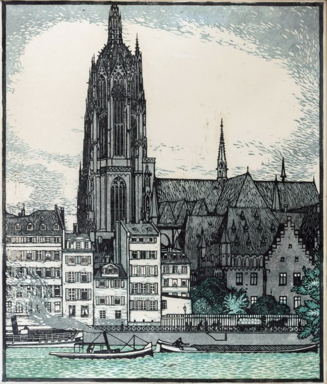 Ludwig Heinrich Jungnickel, Frankfurter Kaiserdom, Farbholzschnitt 1912