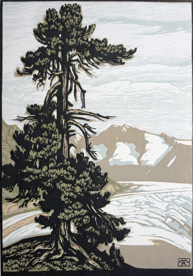 Marie Roll, Arve am Gletscher, Farbholzschnitt 1927