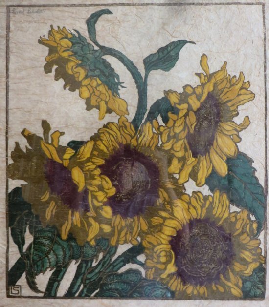 Schultz, Lisbet: Sonnenblumen, Farbholzschnitt