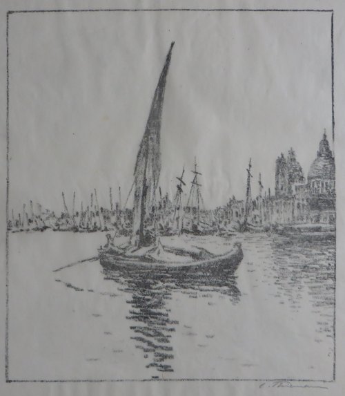 Carl Thiemann: Vor Venedig (Lithographie 1909)