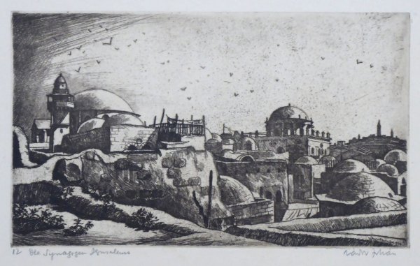 Instván Zádor, Die Synagogen von Jerusalem (1927), Radierung, rézkarc