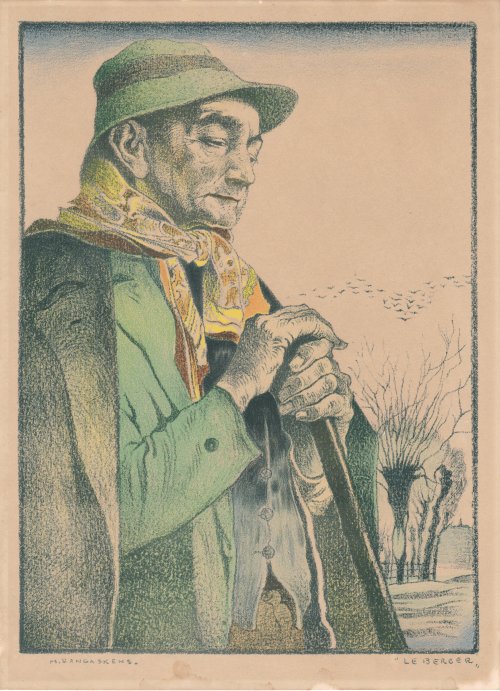 Maurice Langaskens: Le berger (Lithographie)