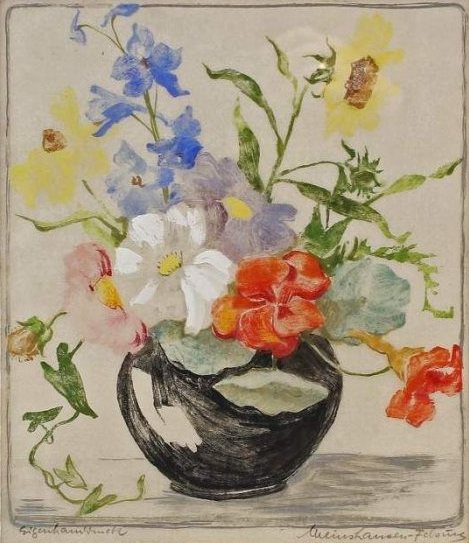 Marlies Meinshausen-Felsing: Blumenstrau (Farbholzschnitt)