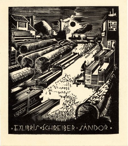 Vadsz, Endre: Ex Libris Schreiber Sndor (Holzschnitt)