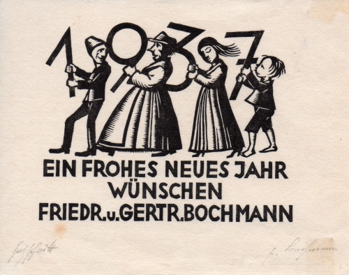 Friedrich Bochmann, Neujahr 1937, Holzschnitt