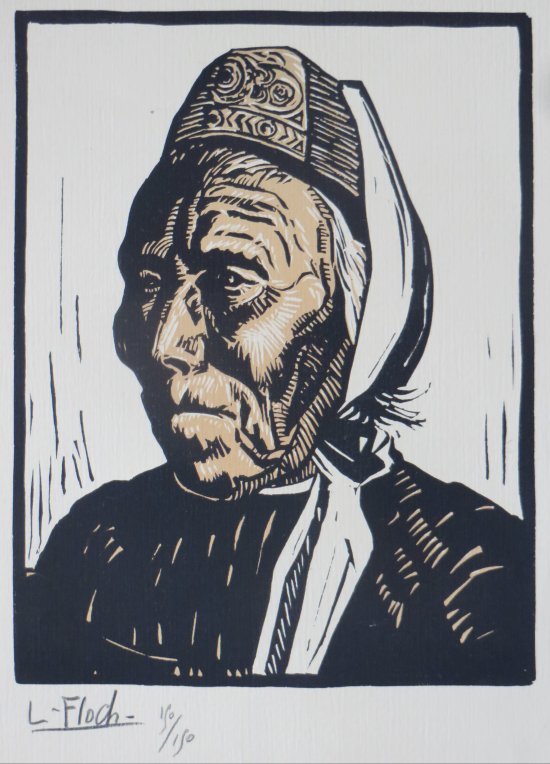 Floch, Lionel: La Bigoudne (Frau aus dem Bigoudenland), Farblionlschnitt ca. 1930
