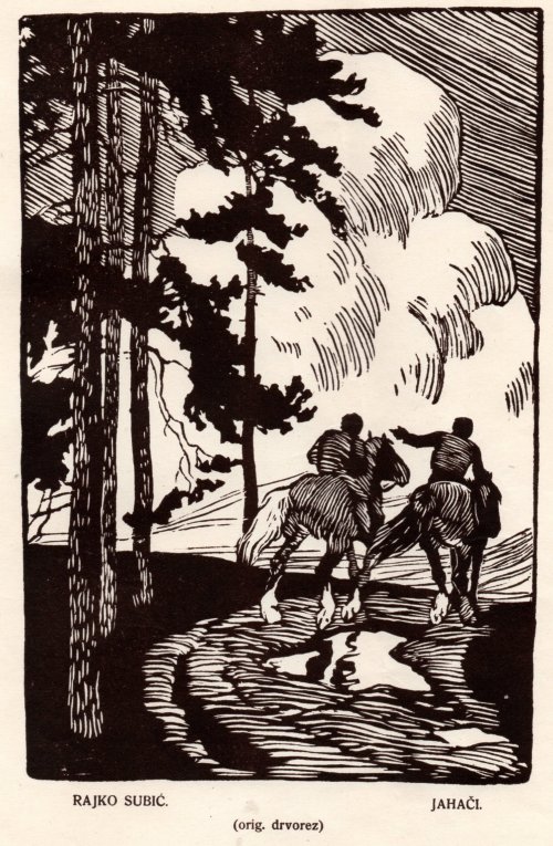 Šubic, Rajko: Jahači/Reiter (Holzschnitt/drvorez  um 1922)