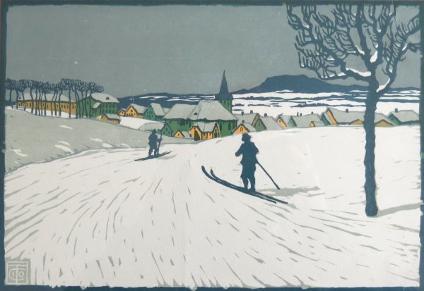 Carl Thiemann, Gottesgab im Schnee, Ausgabe Deutscher Knstlerbund DBK, Farbholzschnitt 1910