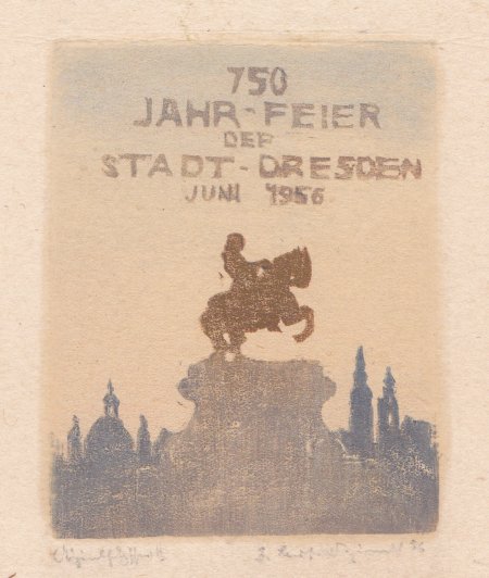 Erich Buchwald-Zinnwald: "750 Jahr-Feier, Dresden 1956" (Farbholzschnitt)
