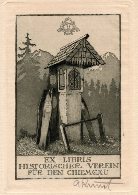Adolf Kunst: Ex libris Historischer Verein fr den Chiemgau (Radierung)