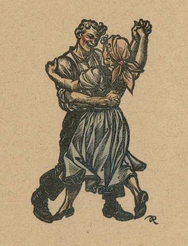 Richard Rother: "Tanz" (kolorierter Holzschnitt)