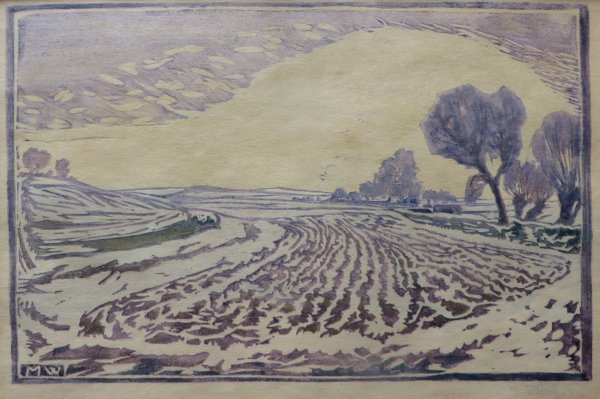Martin Worg: Schneelandschaft (Farbholzschnitt 1923)